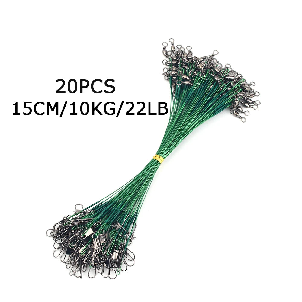20pcs Steel Wire Leader With Swivel Anti-bite Fishing Line