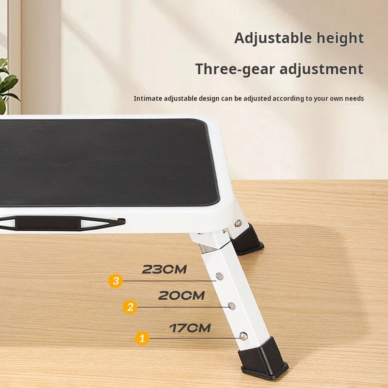 3-speed adjustable folding step stool for adults and seniors, safer metal step stool, sturdy and stable step stool