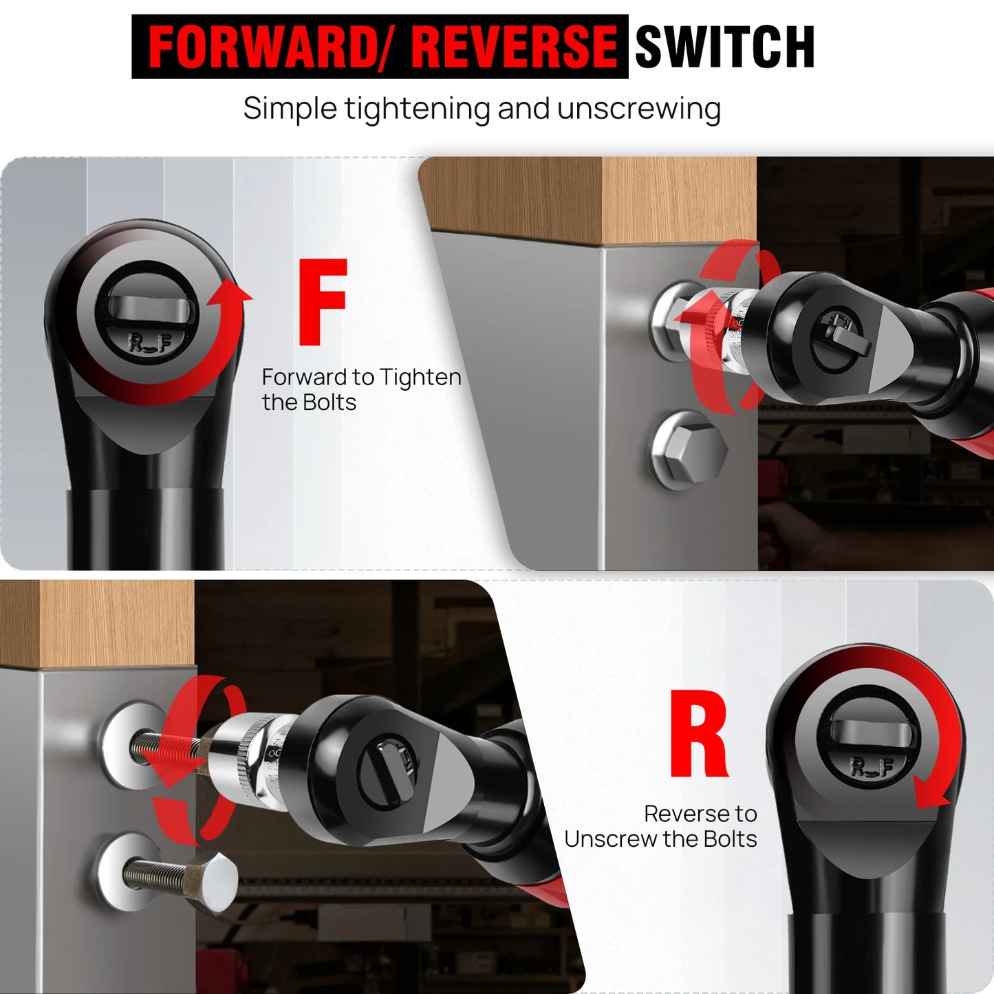 Feytory 200Nm Cordless Ratchet Wrench Set 90°