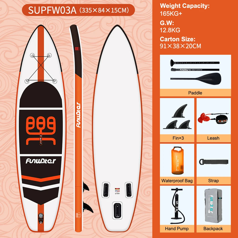 FunWater 11' Sup Board Inflatable Surfboard Stand Up Paddle Board
