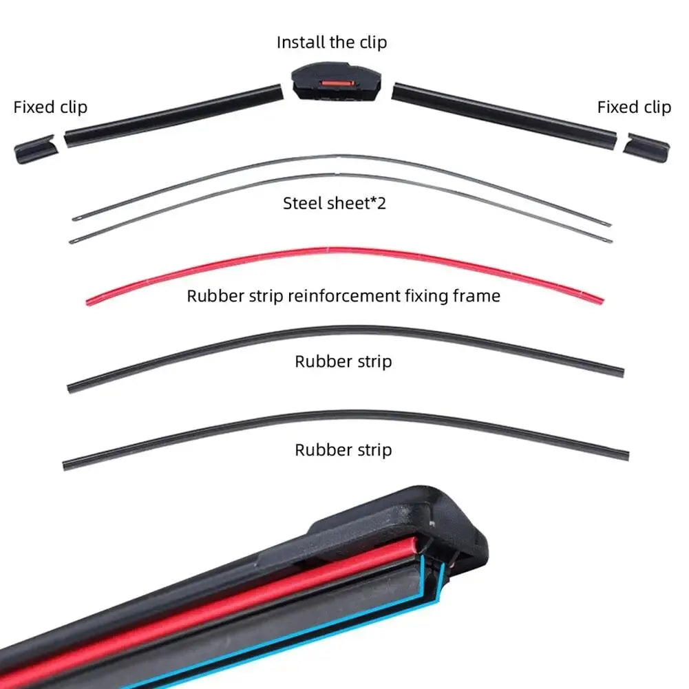 Universele autoruitenwisserbladen met dubbele laag zacht rubber,