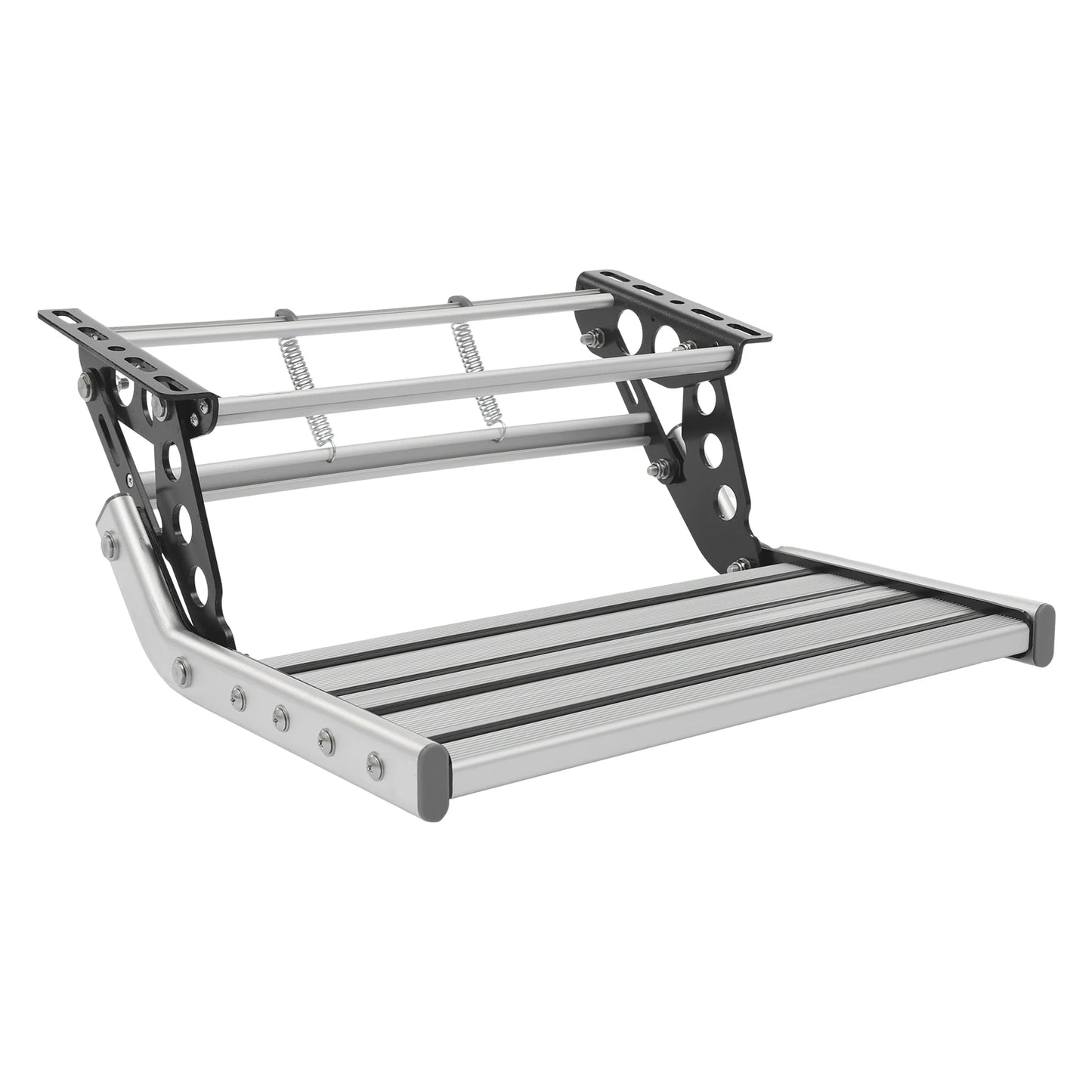 Foldable RV Step Non-slip Manual RV Step with LED Light RV Camper Step Aluminum Alloy Single-Tier Folding Rv Step