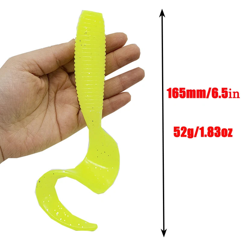 Fishing Lures 165mm/6.5in/52g Soft Artificial Bait Lures Bass Tail Fishing Gear