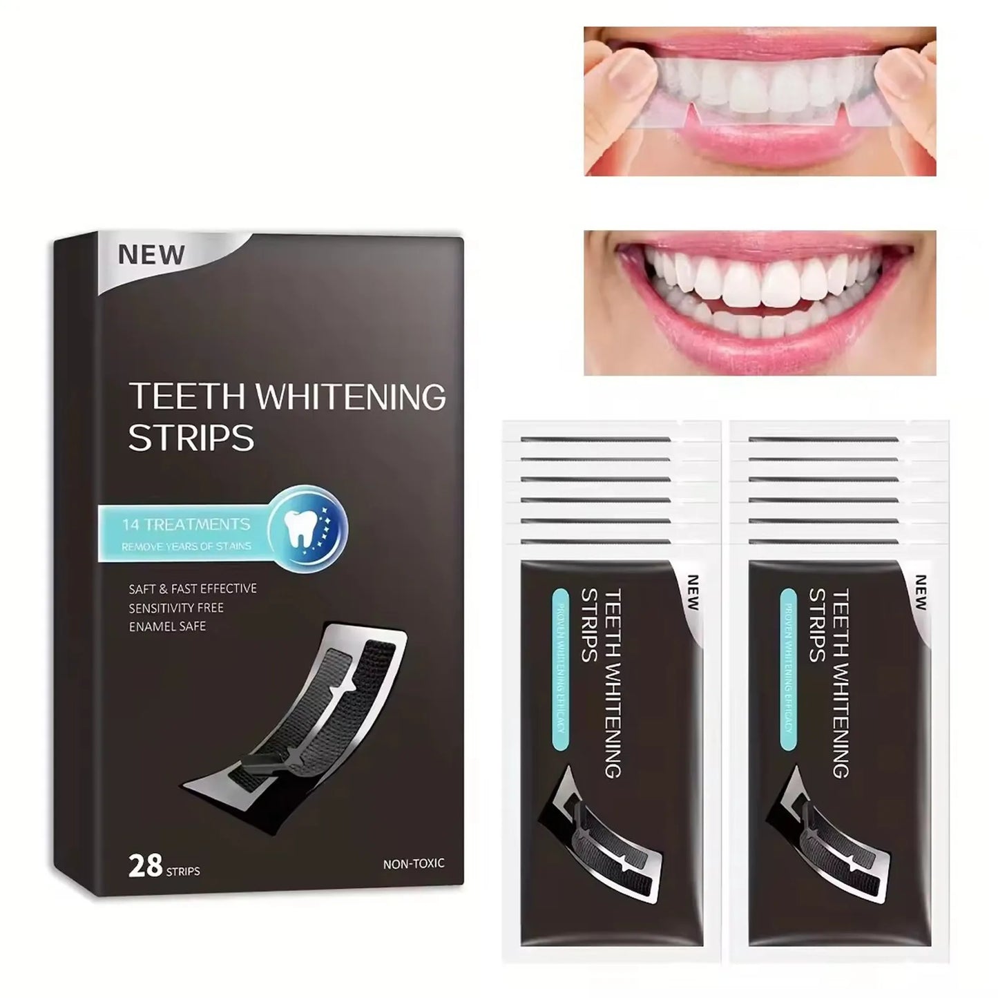 Tandenbleekstrips, 28 geactiveerde bleekstrips met bleekmiddelen
