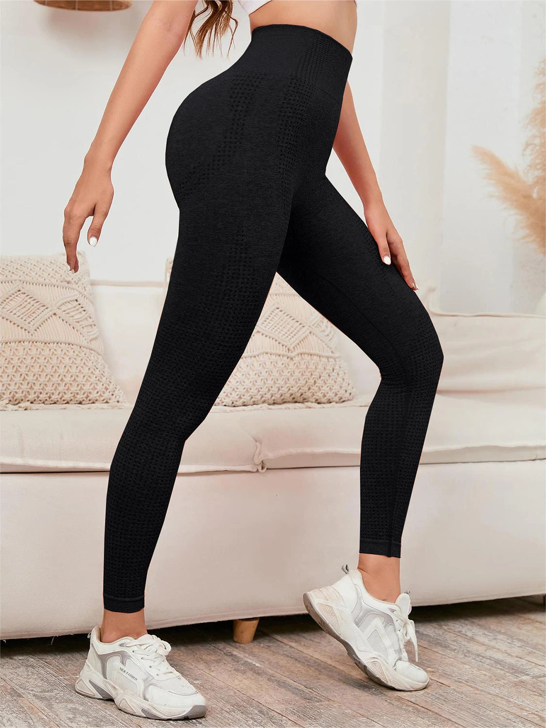 Legging met hoge taille, dames, glimlachlegging,