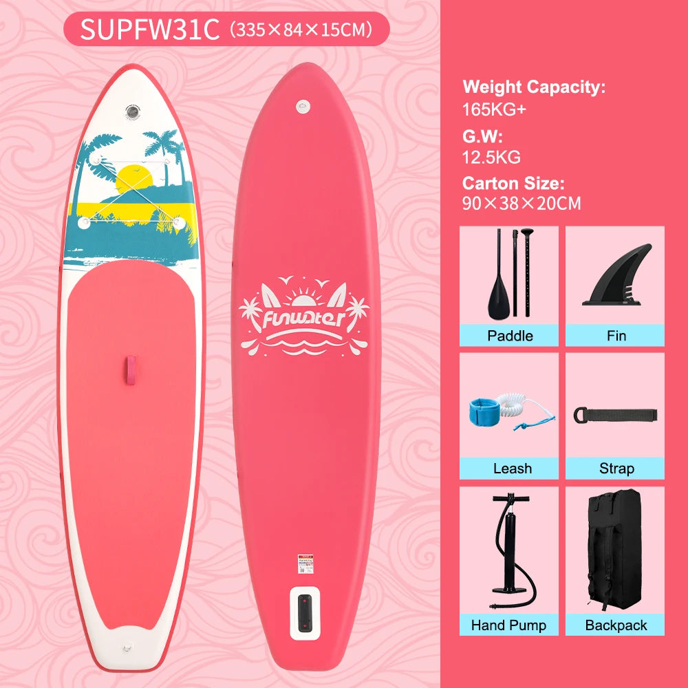 FunWater 11' Sup Board Inflatable Surfboard Stand Up Paddle Board