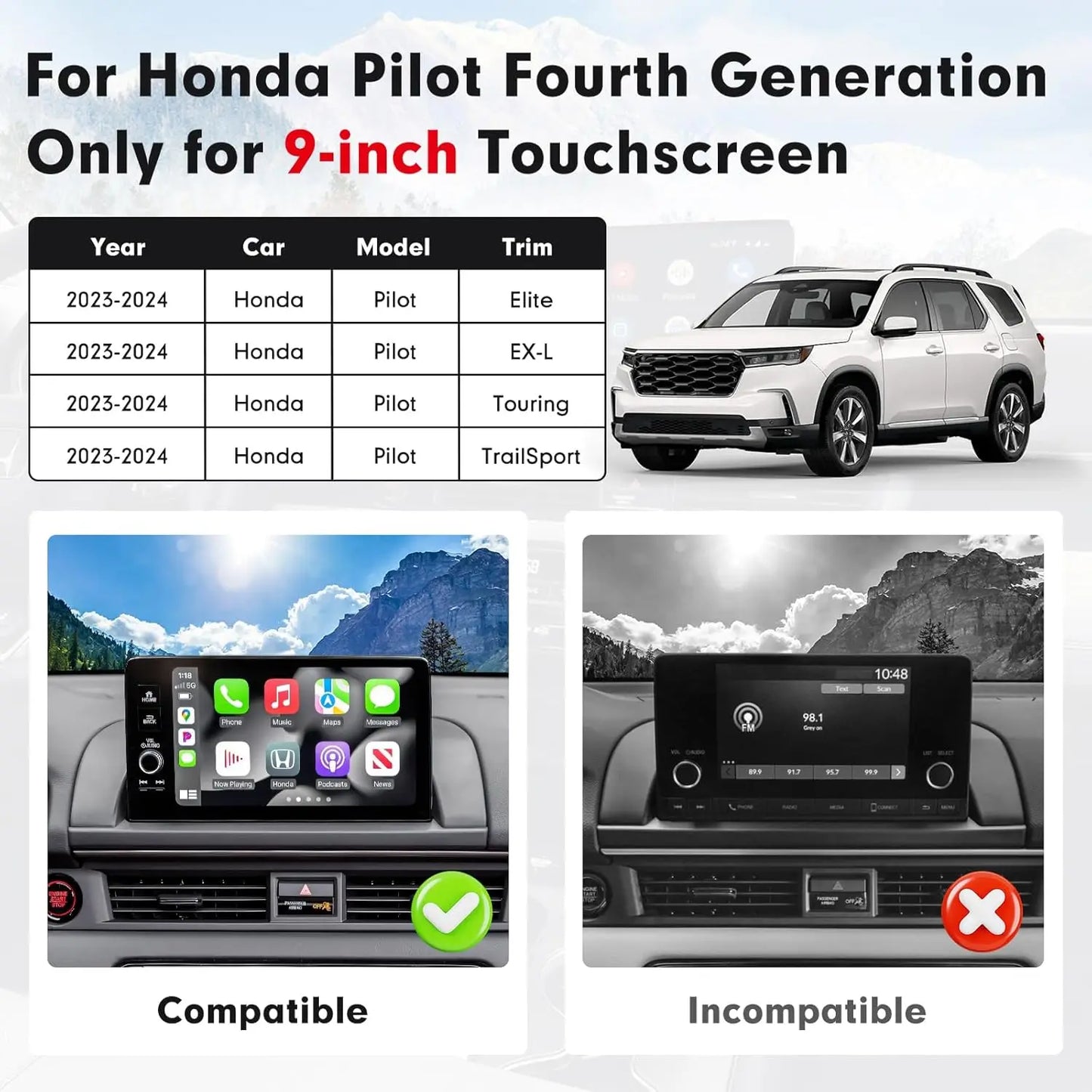 Compatible with Honda Pilot 2023 2024 2025 Center Console Dashboard Tray