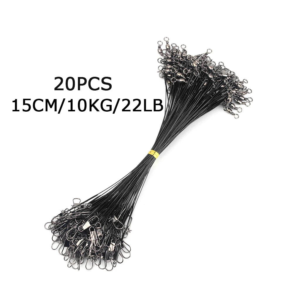 20pcs Steel Wire Leader With Swivel Anti-bite Fishing Line