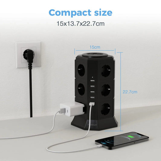 TESSAN Power Strip Vertical Tower Socket