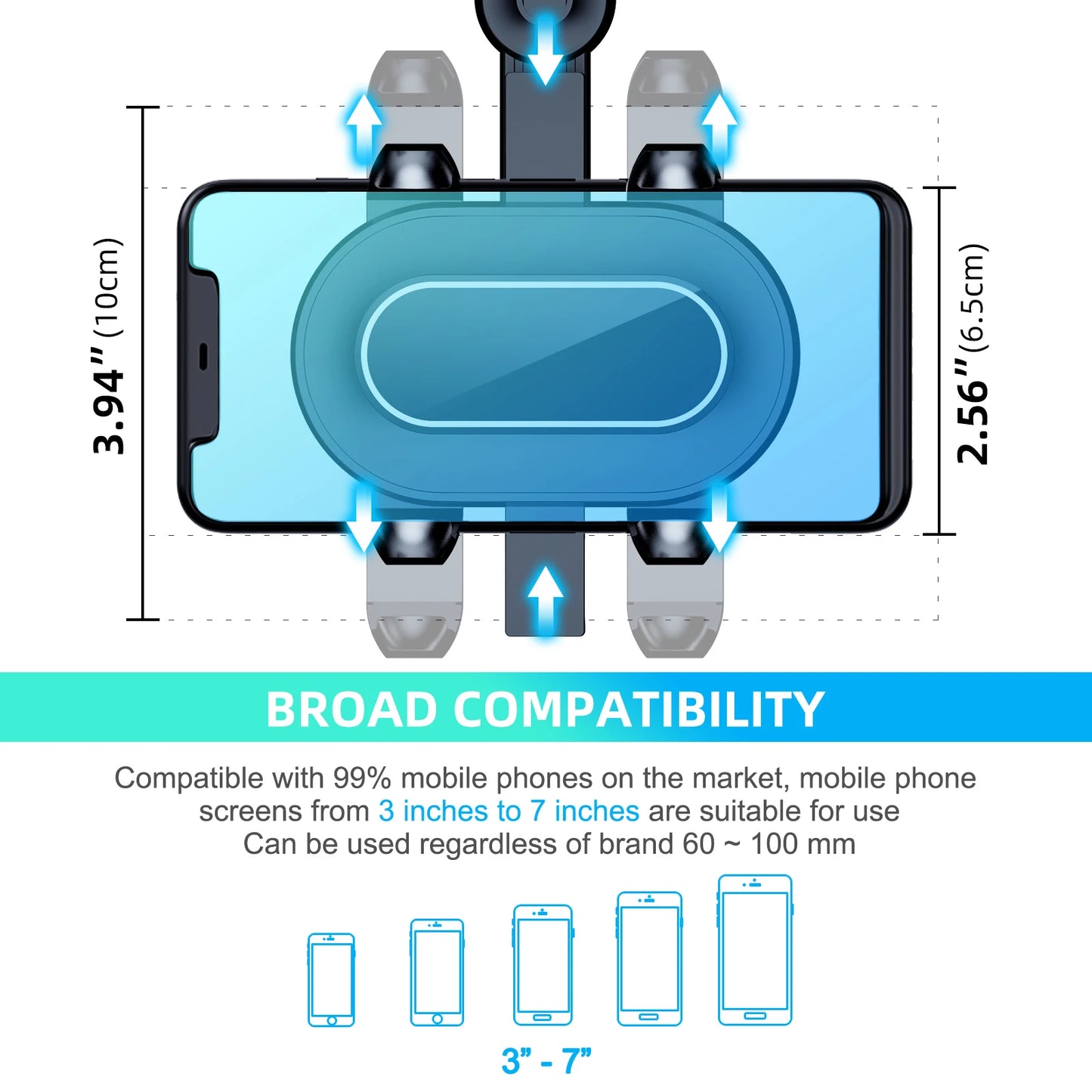 Rearview Mirror Phone Holder For Car  Retractable Multifunctional