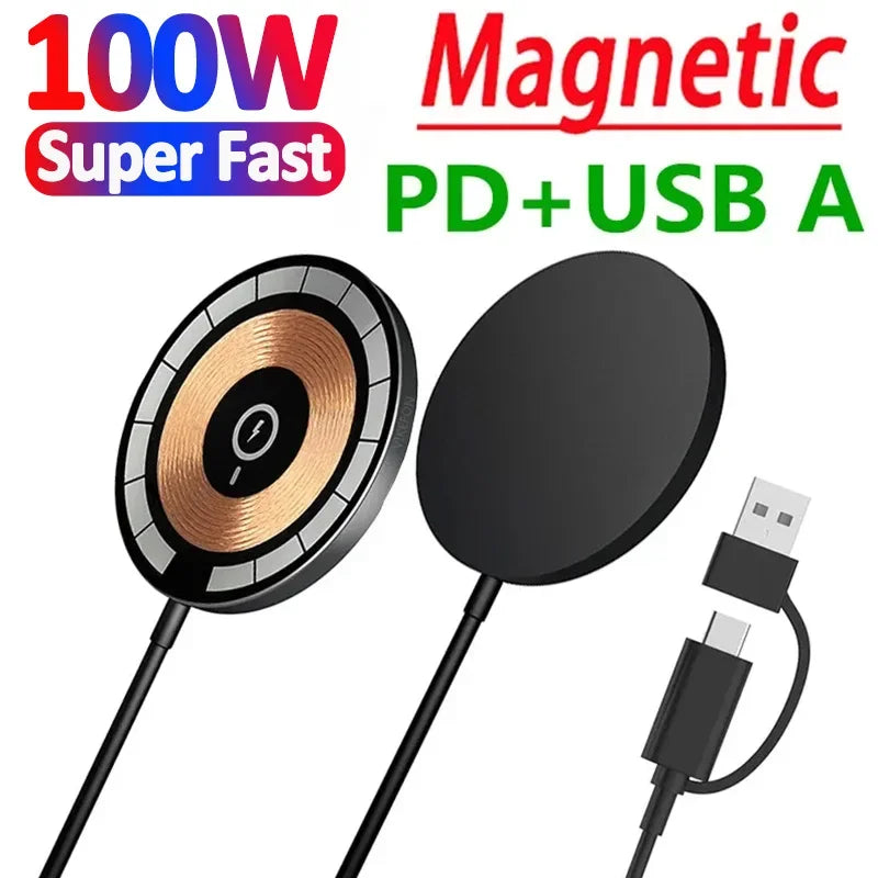100W Magnetic Wireless Charger Pad For iPhone 15 14 13 Pro