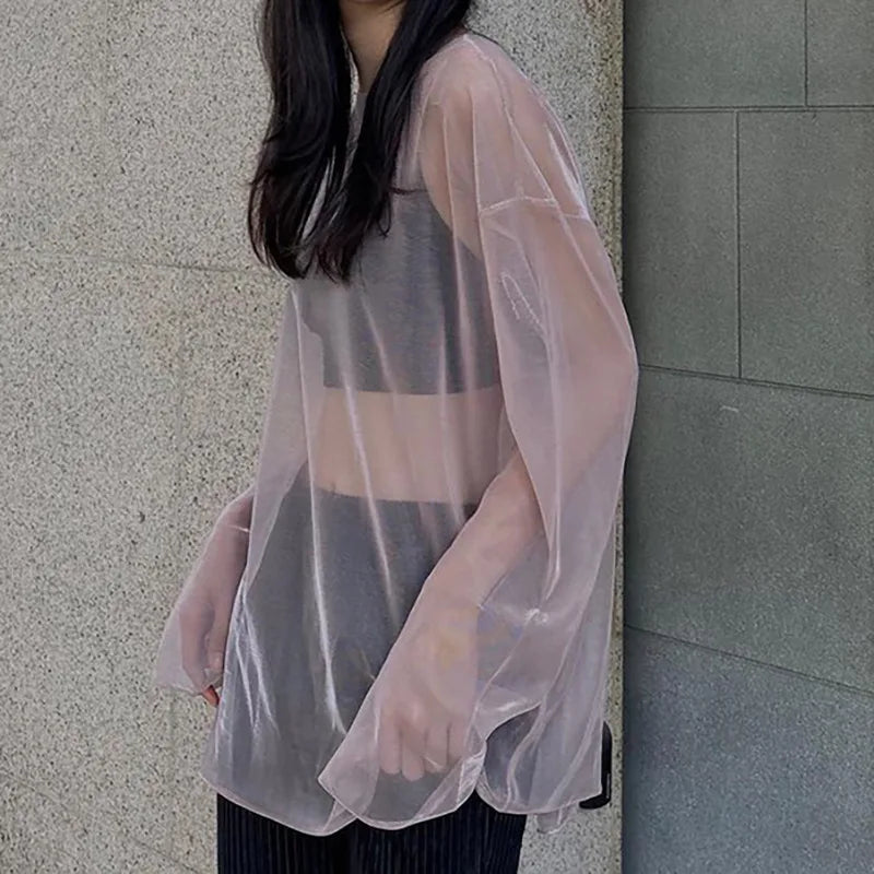 See Through T Shirts For Women Y2k Clothes Sexy Crop