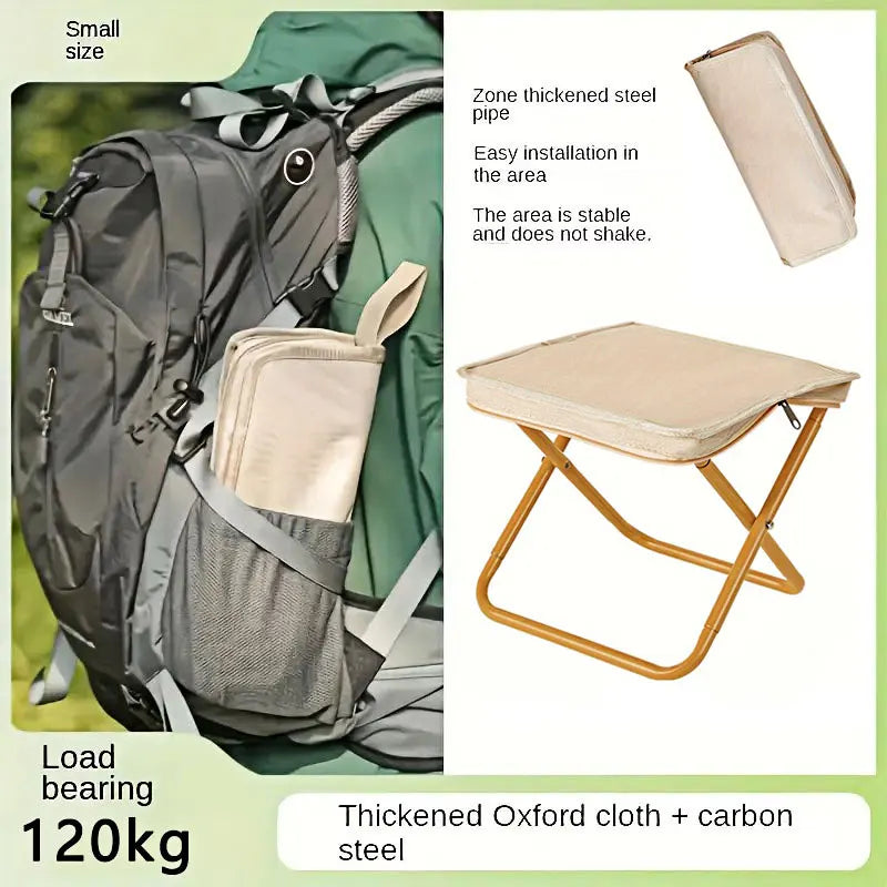 Portable folding stool, foldable hand-held camping stool,