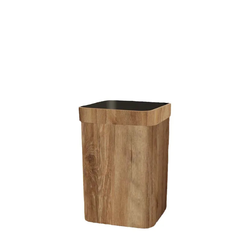 Wood Grain Trash Can Household High-looking