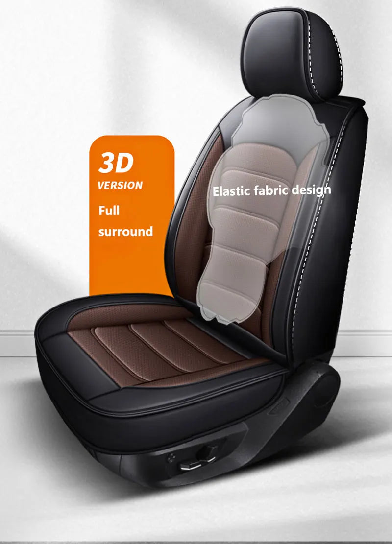 Car Seat Covers Full Set Breathable Leather Auto Front