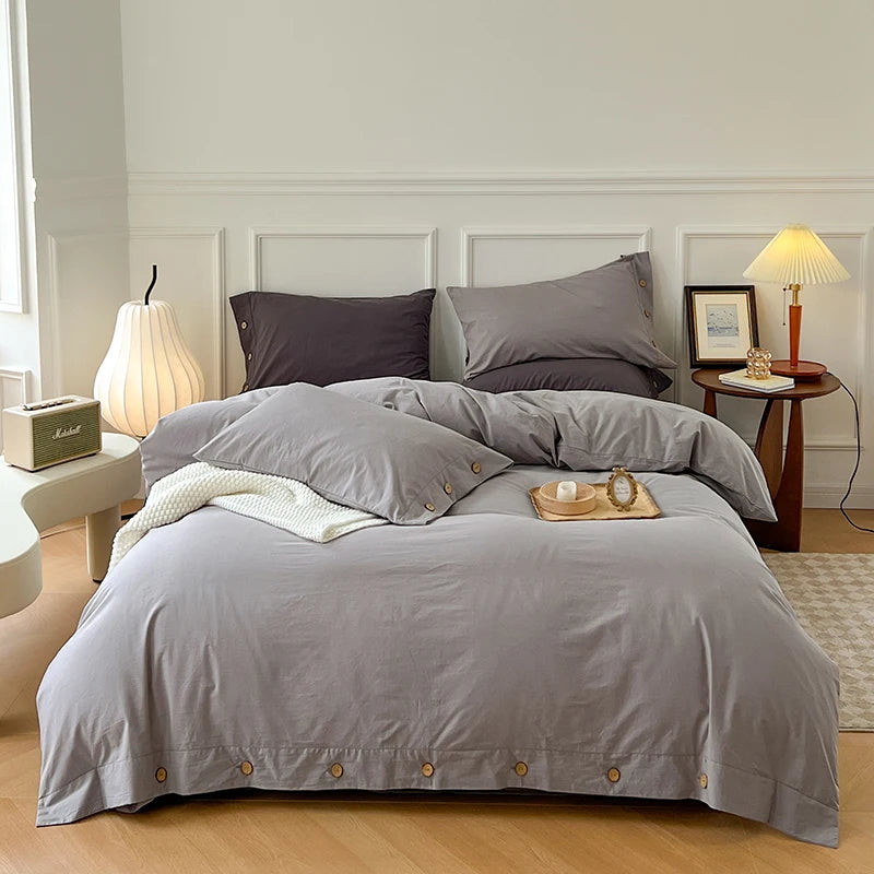 100% Washed Cotton Duvet Cover 2/3Piece Luxury Soft Bedding Set