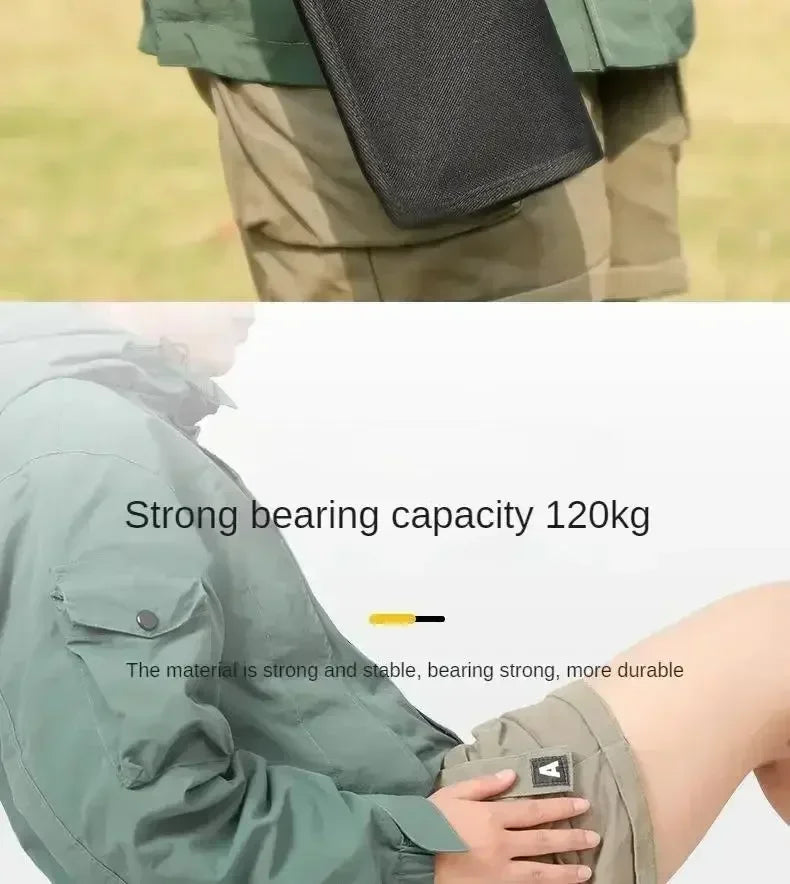 Portable folding stool, foldable hand-held camping stool,