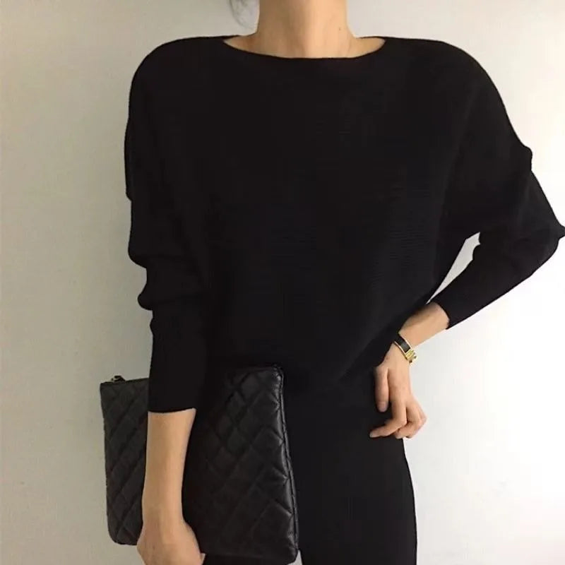 Bat sleeve thick sweater for women's autumn and winter outdoor