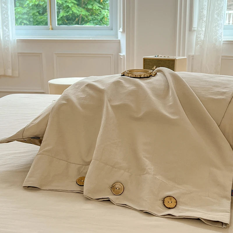 100% Washed Cotton Duvet Cover 2/3Piece Luxury Soft Bedding Set