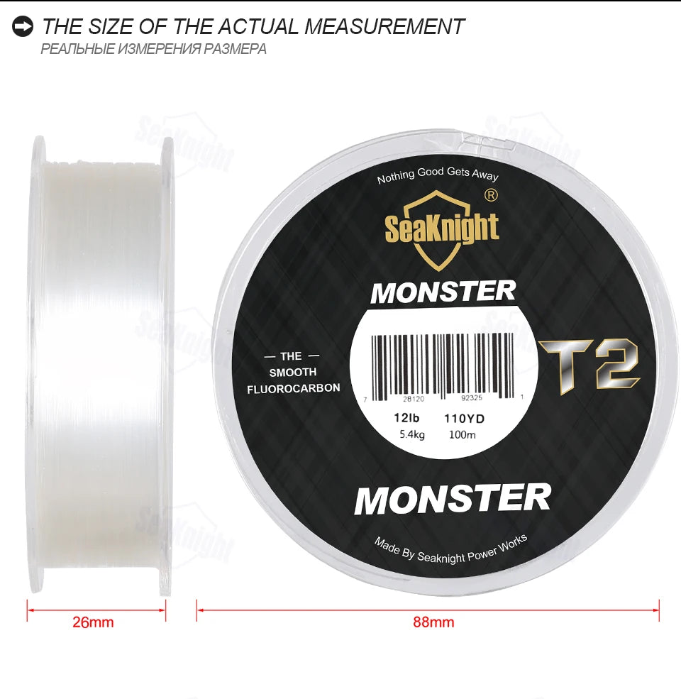 SeaKnight Brand MANSTER T2 Series 100% Fluorocarbon Fishing Line 100M