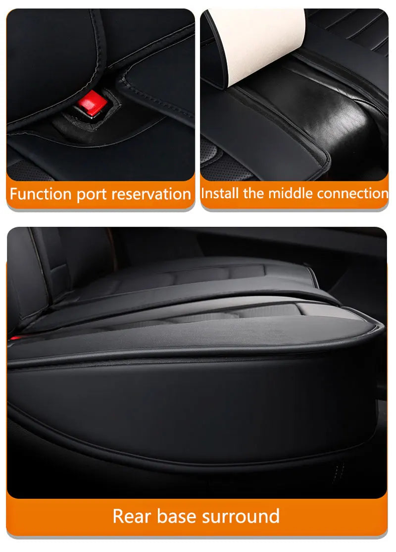 Car Seat Covers Full Set Breathable Leather Auto Front