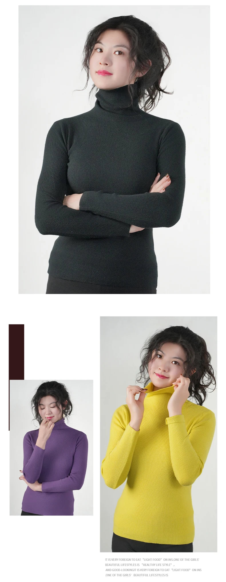 Women Sweater Winter Warm High Collar Knitwear Long Sleeve Slim Jumpers Woman Thermal Tops Clothes Pullover Turtleneck Sweaters