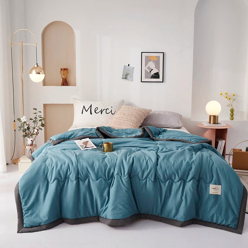 Washed Cotton Duvet Comforter, Soft Air Conditioning Quilt,