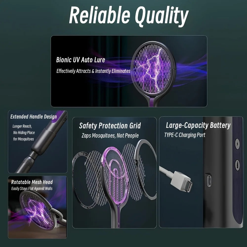USB Rechargeable 2 in 1 Extendable Mosquito Swatter