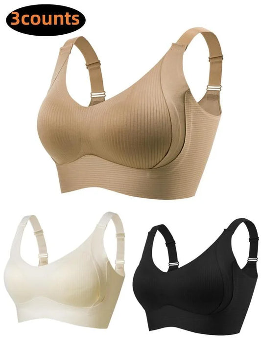 3-pack draadloze bh's Naadloze dunne comfort-bh