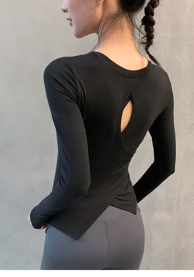 Women Yoga Clothing Tops Sports Long Sleeve T-Shirt