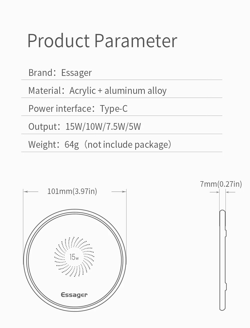 Essager 15W Qi Wireless Charger Fast Wireless Charging