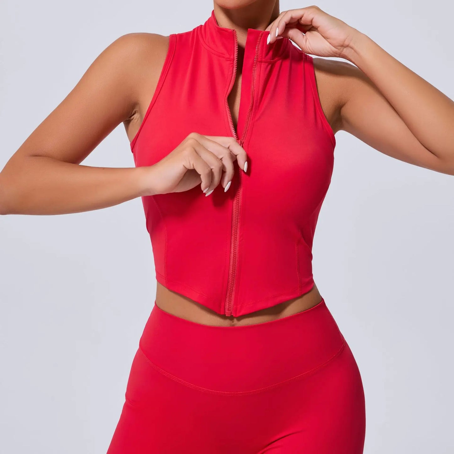sleeveless stand-up collar jacket Women's zipper jacket