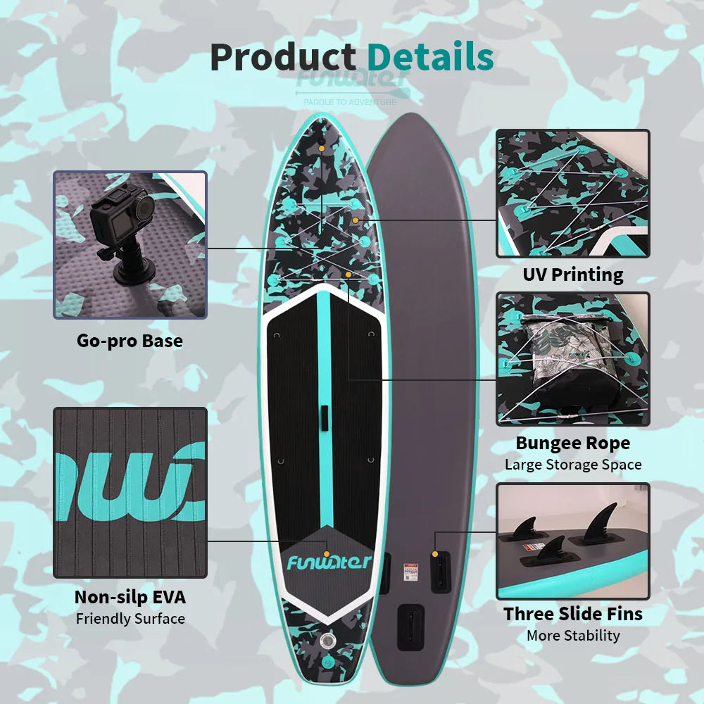 FunWater 11' Sup Board Inflatable Surfboard Stand Up Paddle Board