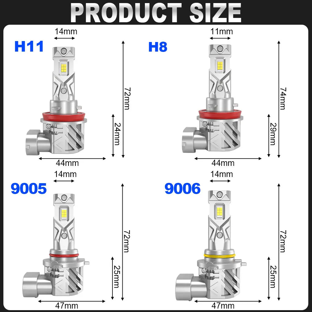 25000LM H8 H11 LED Headlight Canbus 12V