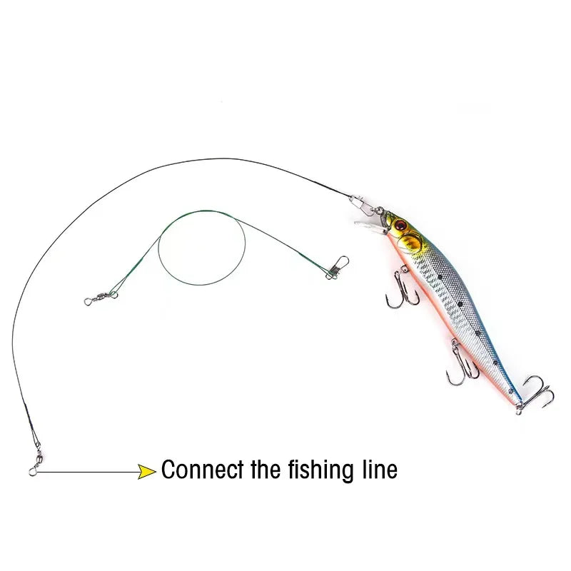 Anti Bite Steel Fishing Line Steel Wire Leader With Swivel