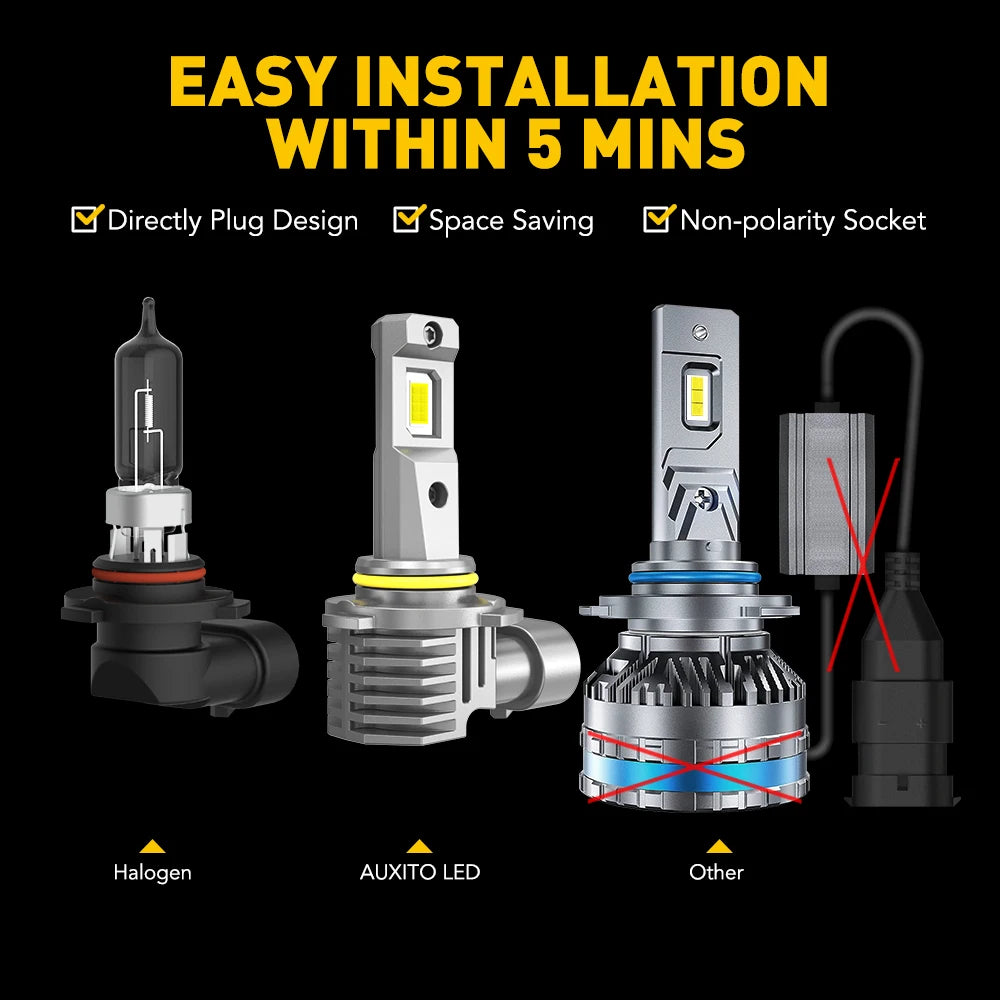 AUXITO 2Pcs Kit H11 9005 LED High Low Beam Combo Headlamp