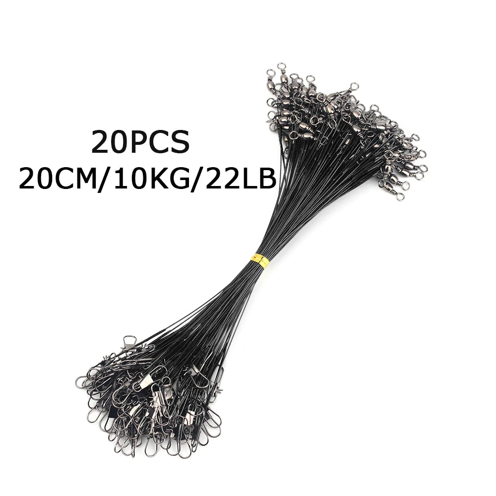 20pcs Steel Wire Leader With Swivel Anti-bite Fishing Line