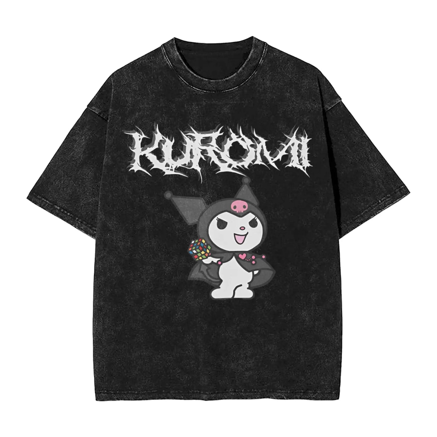 Washed T Shirts KORN KUROMI Y2K MOLOTOV Hip Hop T-Shirt