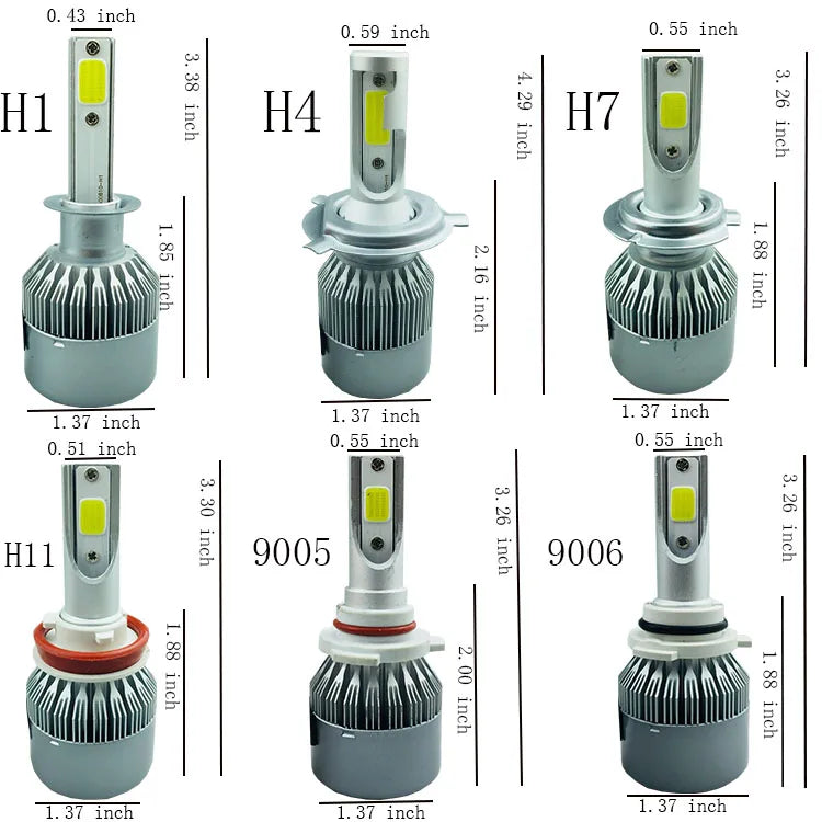 2pcs C6 72W H11 H4 Hi/Lo H1 H7 COB