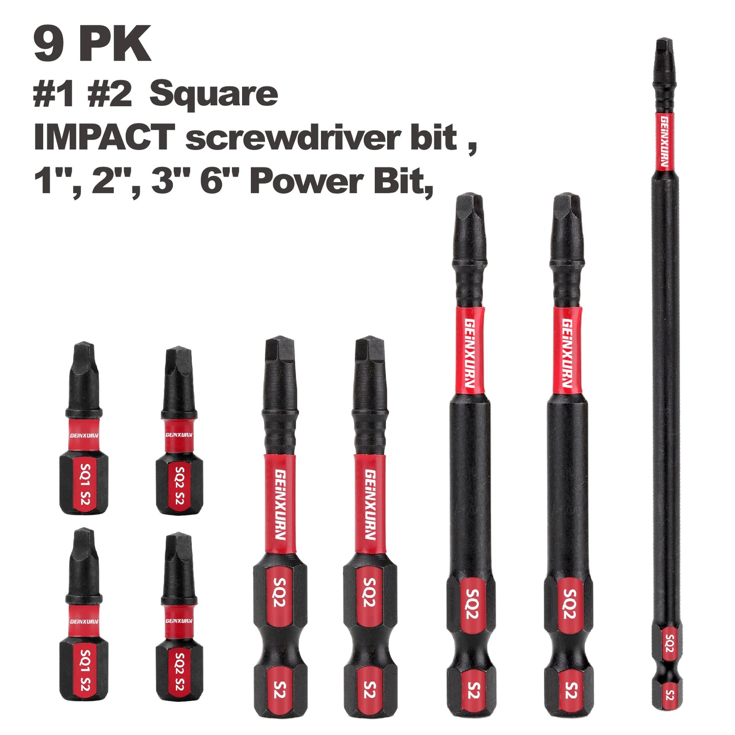 Geinxurn Impact Magnetic SQ1/SQ2 Head Power Bits,