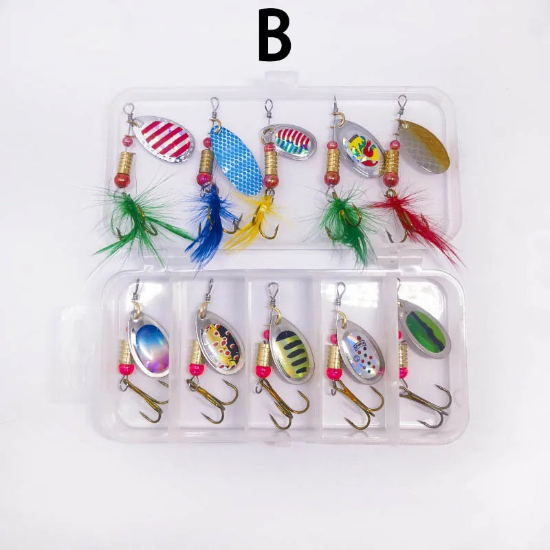 10Pcs/Set Fishing Metal Spoon