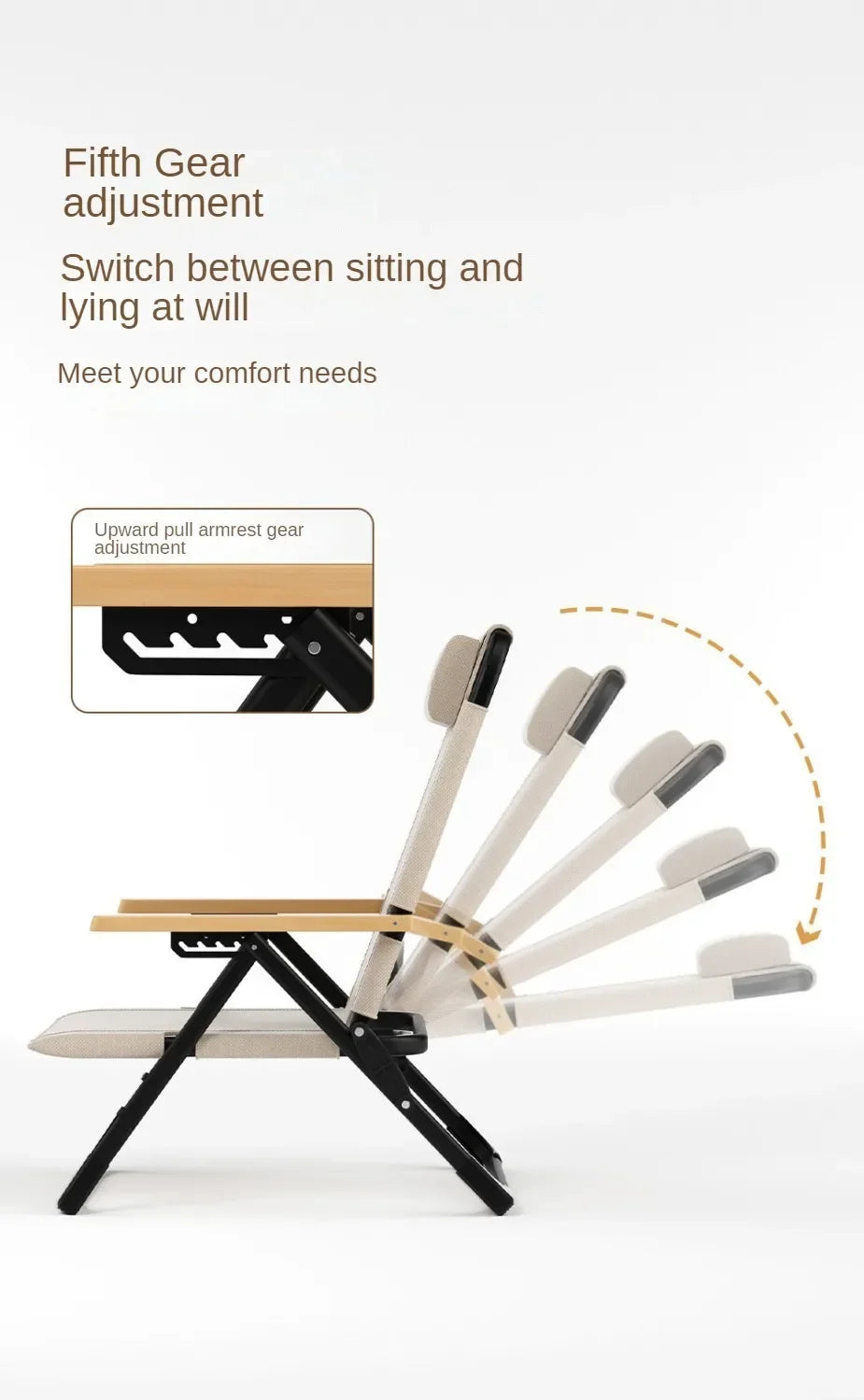 Angle Adjustable Camping Chair with Detachable