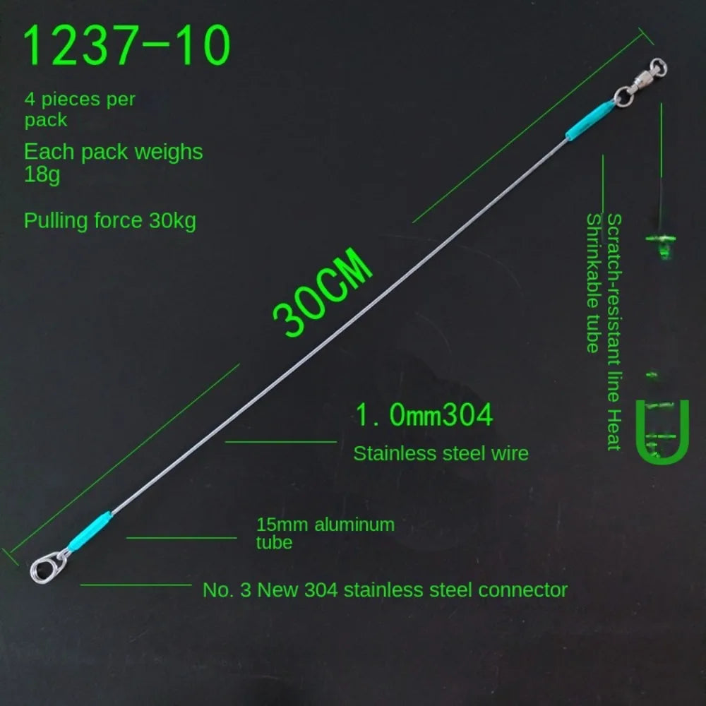 4PCS 7*7 strands Stainless Steel Wire Leader With Bearing