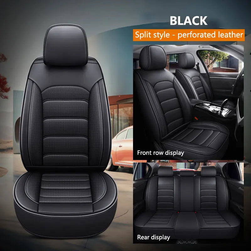 Car Seat Covers Full Set Breathable Leather Auto Front