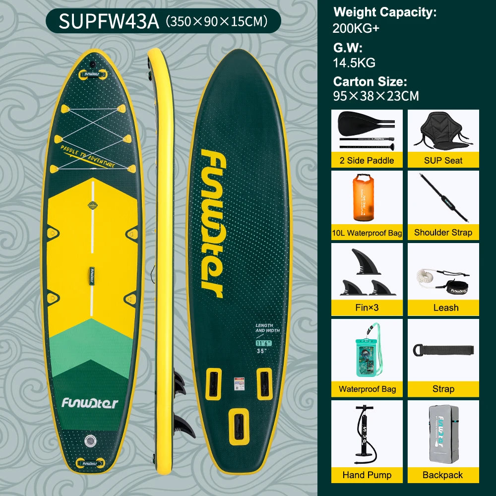 FunWater 11' Sup Board Inflatable Surfboard Stand Up Paddle Board