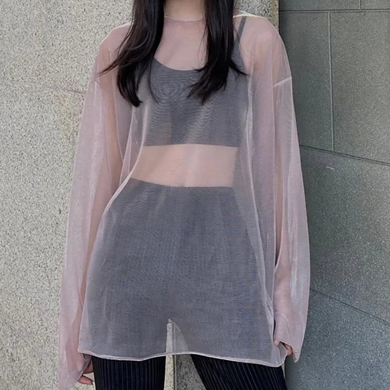 See Through T Shirts For Women Y2k Clothes Sexy Crop