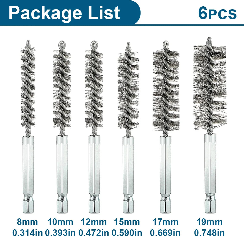 Set van 6 cosmetische reinigingsborstels met 1/4"