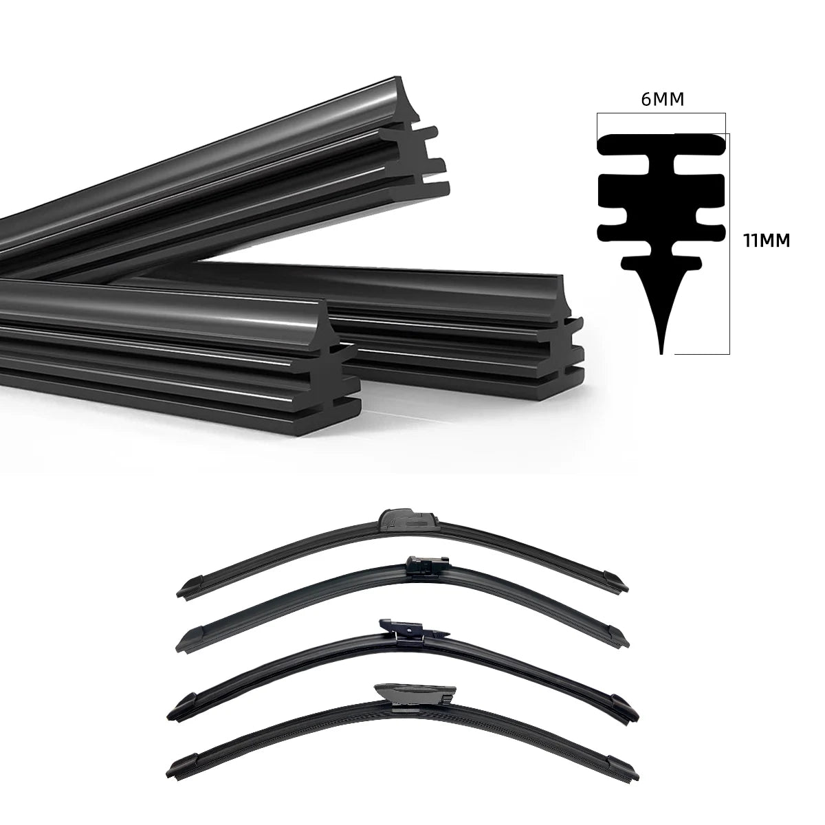 Autoruitrubberstrip ruitenwisser 6mm auto wisserblad