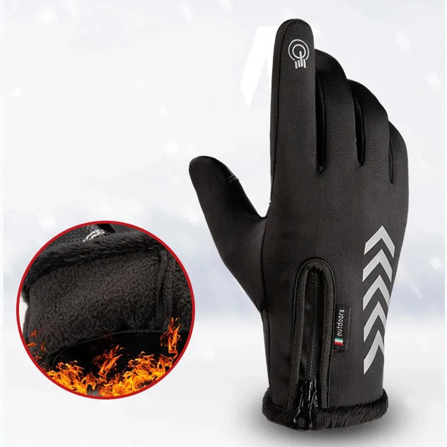 Cycling gloves for warmth, winter skiing, men's and women's cold and waterproof