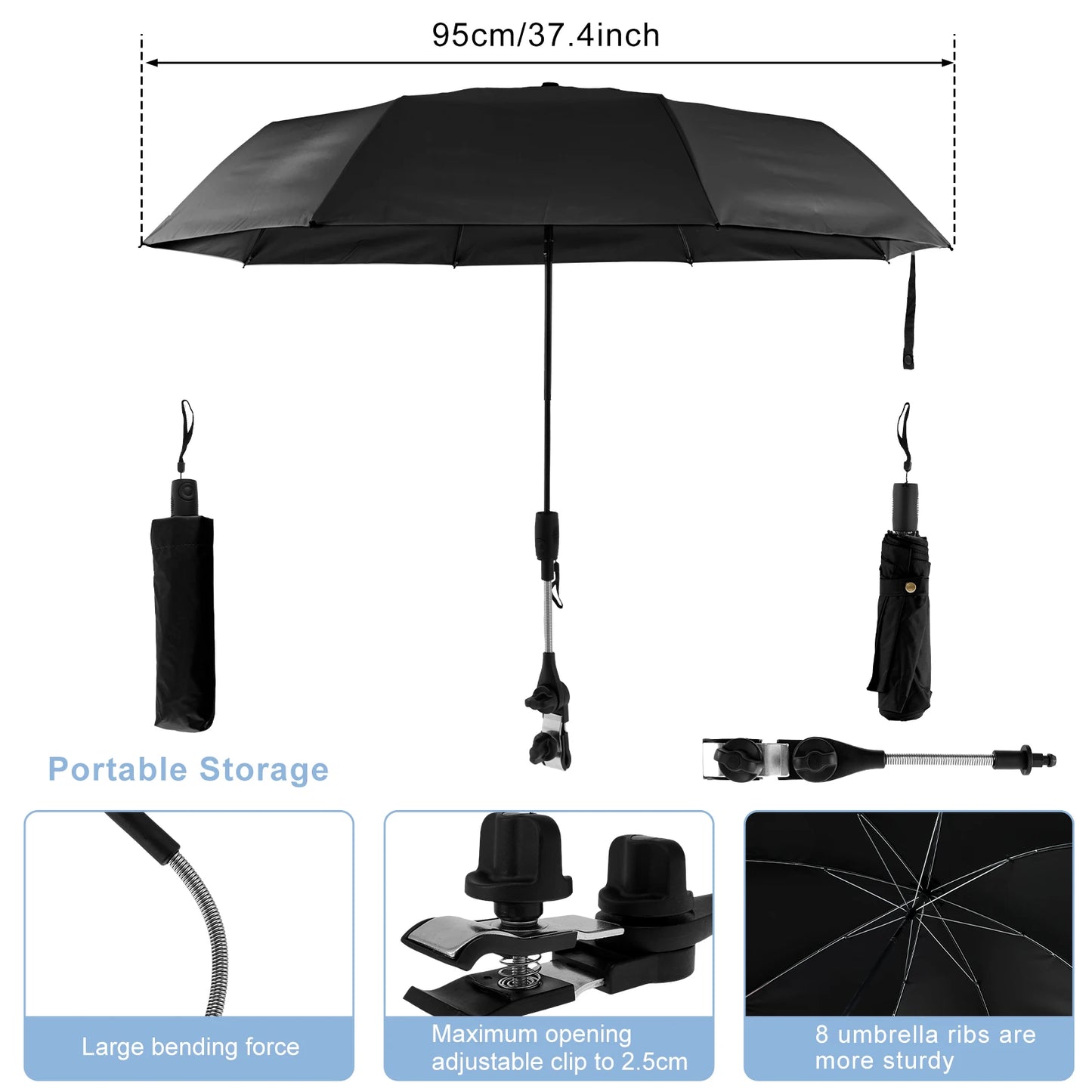 Beach Umbrella Adjustable Shade Umbrella Outdoor